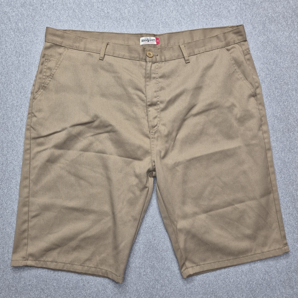 Denim & Rivets Cargo Shorts Mens 46 Tan Khaki Cotton Blend Multi-Pocket Casual
